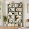 thumbnail image 1 of Homfa 6-Tier Tall Bookshelf Set of 2, 70.9-Inch Green Wooden Bookcases with Open Display Shelves, 1 of 11