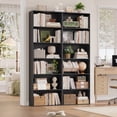 thumbnail image 1 of Homfa 6 Tier Tall Bookshelf and Bookcase, 2PC Wooden Bookcase Display Shelf for Living Room Home Office Library Storage, Black, 1 of 10