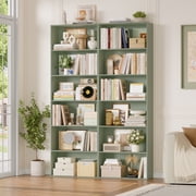 Homfa 6 Tier Tall Bookshelf and Bookcase, 2PC Wooden Bookcase Display Shelf for Living Room Home Office Library Storage, Green