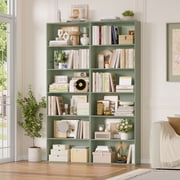 Homfa 6-Tier Tall Bookshelf Set of 2, 70.9-Inch Green Wooden Bookcases with Open Display Shelves