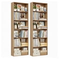 thumbnail image 1 of Homfa 6 Tier Tall Bookshelf and Bookcase, 2PC Wooden Bookcase Display Shelf for Living Room Home Office Library Storage, Nature, 1 of 5