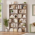 thumbnail image 1 of Homfa 6 Tier Tall Bookshelf and Bookcase, 2PC Wooden Bookcase Display Shelf for Living Room Home Office Library Storage, Oak, 1 of 10