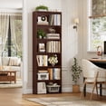thumbnail image 1 of Homfa 6 Tier Tall Bookshelf and Bookcase, Wooden Bookcase Display Shelf for Living Room Home Office Library Storage, Cherry, 1 of 8