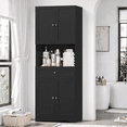 thumbnail image 1 of Homfa 67.5" Tall Farmhouse Bathroom Storage Cabiet with Drawer, 4 Door Modern Freestanding Storage Cabinet Cupboard, Black, 1 of 8