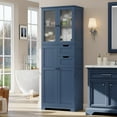 thumbnail image 1 of Homfa 67" Tall Bathroom Cabinet, Linen Cabinet with Doors and Removable Drawers, Kitchen Cupboard, Blue, 1 of 7