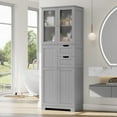thumbnail image 1 of Homfa 67" Tall Bathroom Cabinet, Linen Cabinet with Doors and Removable Drawers, Kitchen Cupboard, Gray, 1 of 7