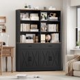 thumbnail image 1 of Homfa 69'' Black Bookshelf with Drawers, 6-Tier 6 Cubes Display Bookshelf for Living Room, 4 Doors Double Row Bookcase with Adjustable Shelves, 1 of 8