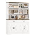 thumbnail image 1 of Homfa 6-Tier 6 Cubes Bookshelf with Drawers, Farmhouse Tall  Double Row Bookcase with Adjustable Shelves, 47" Wide Bookshelf with Doors and Drawers, White, 1 of 11