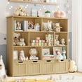 thumbnail image 1 of Homfa 7 Cube Toy Storage Organizer, Kids Geometric Bookcase and Bookshelf with 4 Drawers, Natural, 1 of 7