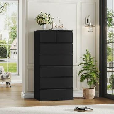 Homfa 7 Drawer Dresser for Bedroom, Modern Tall dresser Chest of Drawers for Living Room, Black