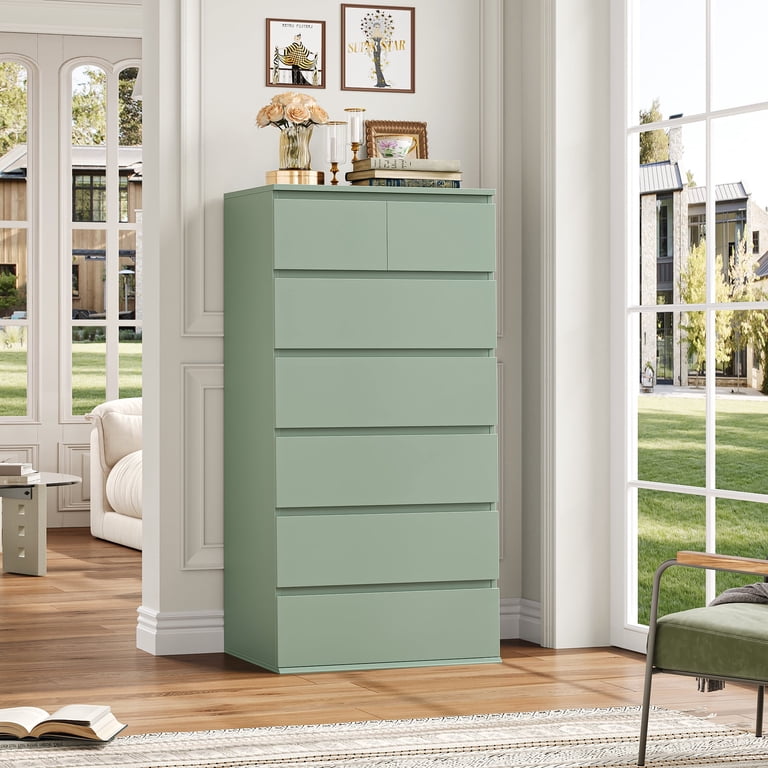 Homfa 7 Drawer Dresser, Modern Tall dresser Chest of Drawers for Bedroom  Living RoomGreen - Walmart.com