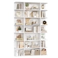 thumbnail image 1 of Homfa 7-Tier Triple Wide Bookcase, 84.6" Tall Bookshelf with Curved Display Shelves for Living Room Home Office Study, White, 1 of 8
