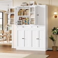 thumbnail image 1 of Homfa 70.8'' Tall Kitchen Pantry Storage Cabinet with Door Racks & Drawers, Modern 8 Doors Food Pantry Cabinet for Dining Room, Living Room, White, 1 of 7