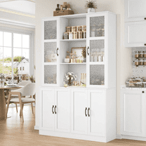 Homfa 70.9'' Kitchen Pantry Cabinet with Doors, 5 Tier Buffet Storage Cabinet with Adjustable Shelves, White