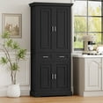 thumbnail image 1 of Homfa 70.9'' Tall Kitchen Pantry with 4 Doors, 2 Drawer Modern Freestanding Storage Cabinet for Dining Room Living Room, Black, 1 of 8