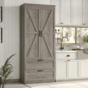 Homfa 70'' Tall Kitchen Pantry with Shelf & Drawer, Farmhouse 2 Door Pantry Storage Cabinet for Dining Room Living Room, Wash Gray