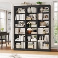 thumbnail image 1 of Homfa 18-Cube Bookcase and Bookshelves, 71.2" Triple Width 6 Tier Freestanding Arch Library Cabinet for Home Office Living Room, Black Bark Texture, 1 of 10