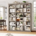 thumbnail image 1 of Homfa 18-Cube Bookcase and Bookshelves, 71.2" Triple Width 6 Tier Freestanding Arch Library Cabinet for Home Office Living Room, Wash Gray, 1 of 8