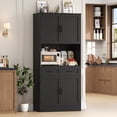 thumbnail image 1 of Homfa 71" Farmhouse Kitchen Pantry Storage Cabinets with 2 Drawers and Adjustable Shelves, Wood Tall Hutch Storage Cabinet for Dining Room, Black, 1 of 7