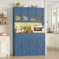 thumbnail image 1 of Homfa 71'' Kitchen Pantry Cabinet with LED Lights & Charging Station, Freestanding Kitchen Cupboard with Storage Drawer& Microwave Stand, Hutch Cabinet for Dining Living Room, Blue, 1 of 7
