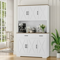 Homfa 71" Kitchen Pantry with Charging Station, Freestanding Cupboard with Adjustable Shelves, Floor Cabinet for Dining Room, White
