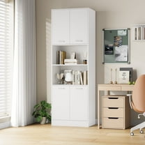 Homfa 71″ Tall Bookcases and with Doors, Free Standing Display Bookshelves with 2 Adjustable Shelves for Home Office, Living Room, Bedroom, White