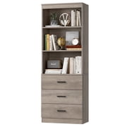 Homfa 71" Tall Bookcases with 3 Large Drawers, 3 Tier Wooden Storage Bookshelf for Living Room Home Office, Grey