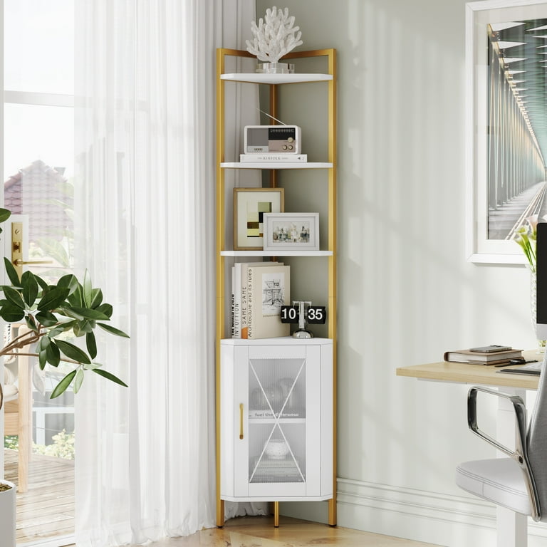 Homfa 6 Tier Corner Shelf, Industrial Corner Bookcase Small