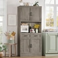 thumbnail image 1 of Homfa 71" Tall Farmhouse Storage Cabinet, Kitchen Pantry with 2 Drawers and Adjustable Shelves, Gray, 1 of 7