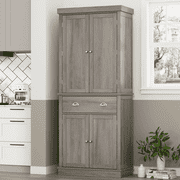 Homfa 72.4'' Tall Kitchen Pantry with 4 Doors, Large Drawer Storage Cabinet for Dining Room Living Room, Brown