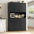 thumbnail image 1 of Homfa 72" Tall Kitchen Pantry with Microwave Shelf, Freestanding Kitchen Cupboard, Floor Cabinet for Dining Room, Black, 1 of 7