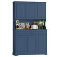 thumbnail image 1 of Homfa 73.8”H Pantry Cabinet with 6 Doors and 2 Drawers, Microwave Stand Storage Cabinet with Grooved Handles and Adjustable Shelf for Kitchen Dining Room, Deep Blue, 1 of 8