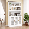 thumbnail image 1 of Homfa 73" Tall Bookcase with Door, 5-tier Bookshelf with Counter Top, Printer Stand for Home Office Living Room, White Oak, 1 of 10