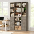 thumbnail image 1 of Homfa 74.2" Tall Bookcases with 2 Drawers & Adjustable Book Shelf, 6 Tier Wooden Display Bookshelf Storage for Living Room Home Office, Gray, 1 of 8
