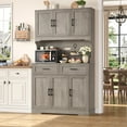 thumbnail image 1 of Homfa 74" Pantry Cabinet with Hutch, Tall Kitchen Storage Cabinet with Microwave Stand and Drawers for Living Room, Dining Room, Gray, 1 of 7