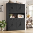 thumbnail image 1 of Homfa 76" Tall Kitchen Pantry Cabinet, Modern Storage Cabinet with Microwave Stand, Freestanding Cupboard with 3 drawers, Hutch Cabinet for Living Dining Room, Black, 1 of 7