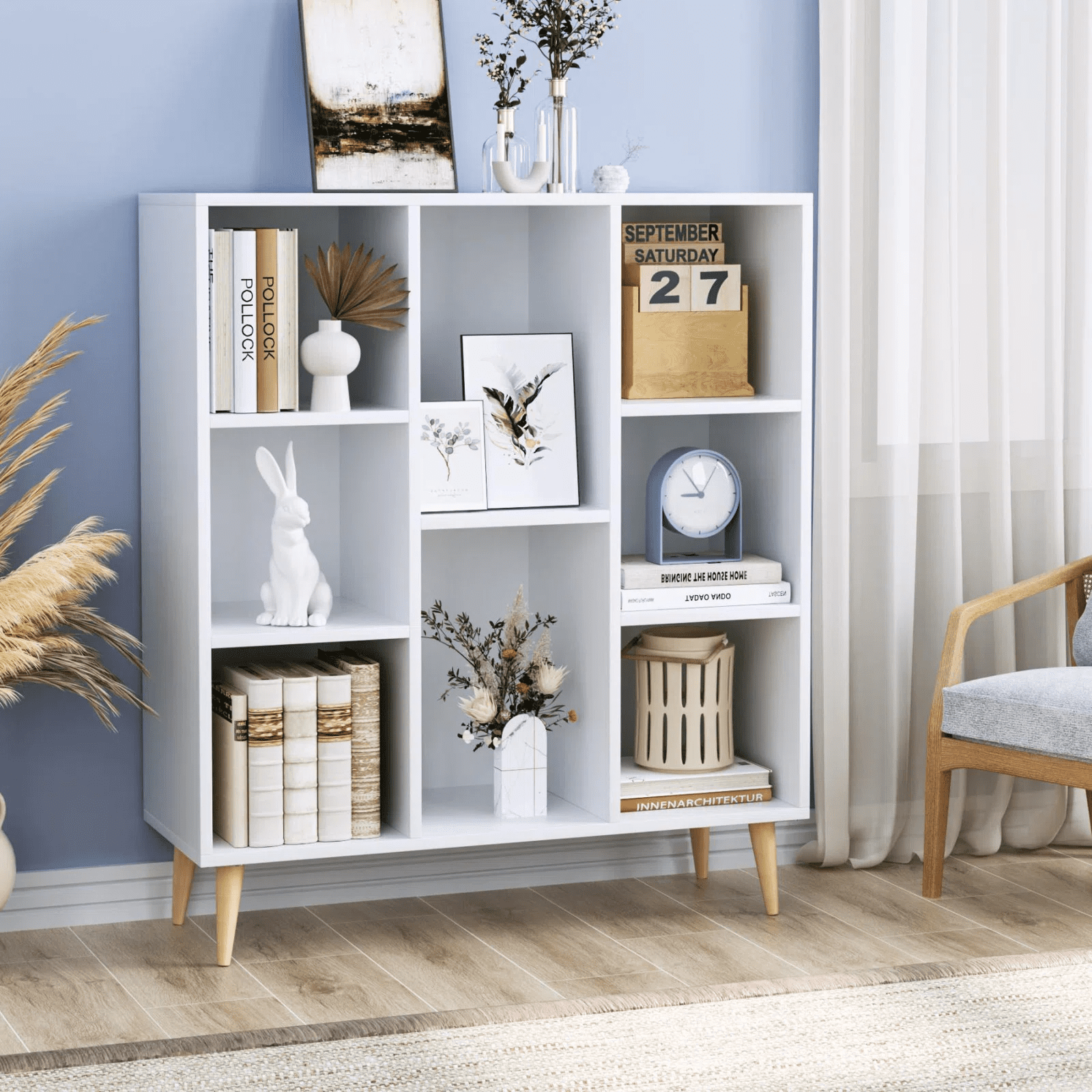 Homfa 8 Cube Bookcase, Wooden Organizer Storage Unit