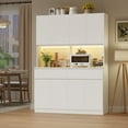 thumbnail image 1 of Homfa 8-Door Pantry Cabinet with 2 Drawers, LED Hutch Cabinet Adjustable Shelves for Kitchen Dinning Room, White, 1 of 7