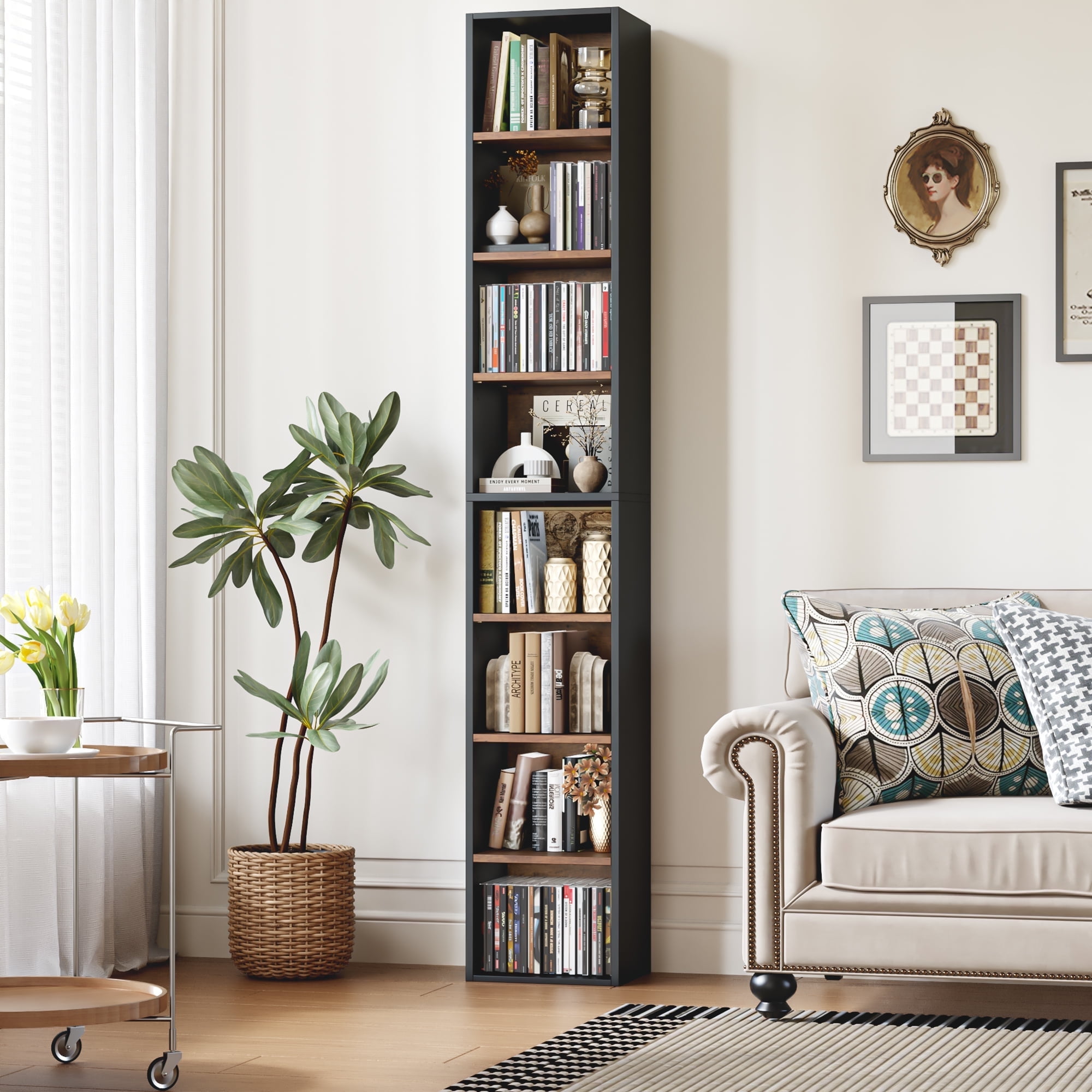 Homfa 8-Tier Media Tower, CD DVD Media Storage Unit with 4 Adjustable ...