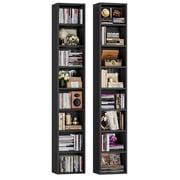 Homfa 8-Tier Wood Bookcase,71''Tall Storage Cube Organizer with Adjustable Shelves for Living Room Bedroom,2PCS,Black
