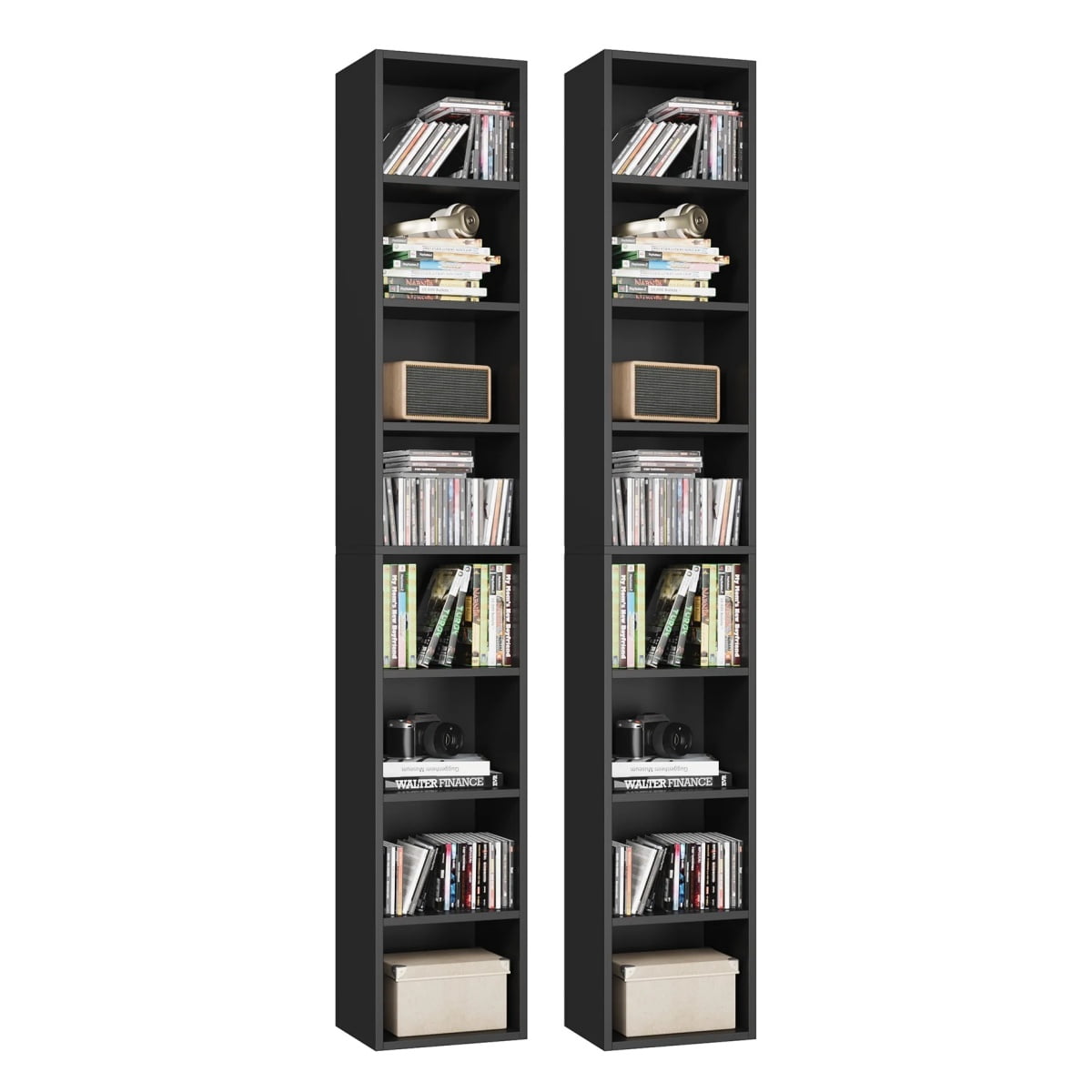 Homfa 8-Tier Media Tower, CD DVD Media Storage Unit with 4 Adjustable ...