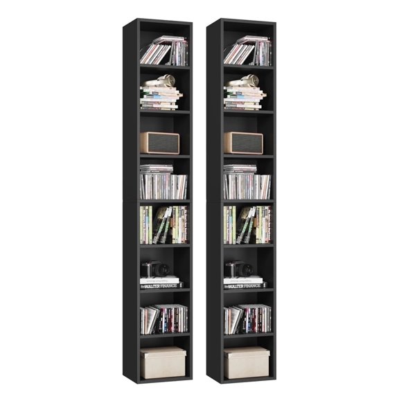 Homfa 8-Tier Wood Bookcase,71''Tall Storage Cube Organizer with Adjustable Shelves for Living Room Bedroom,2PCS,Black