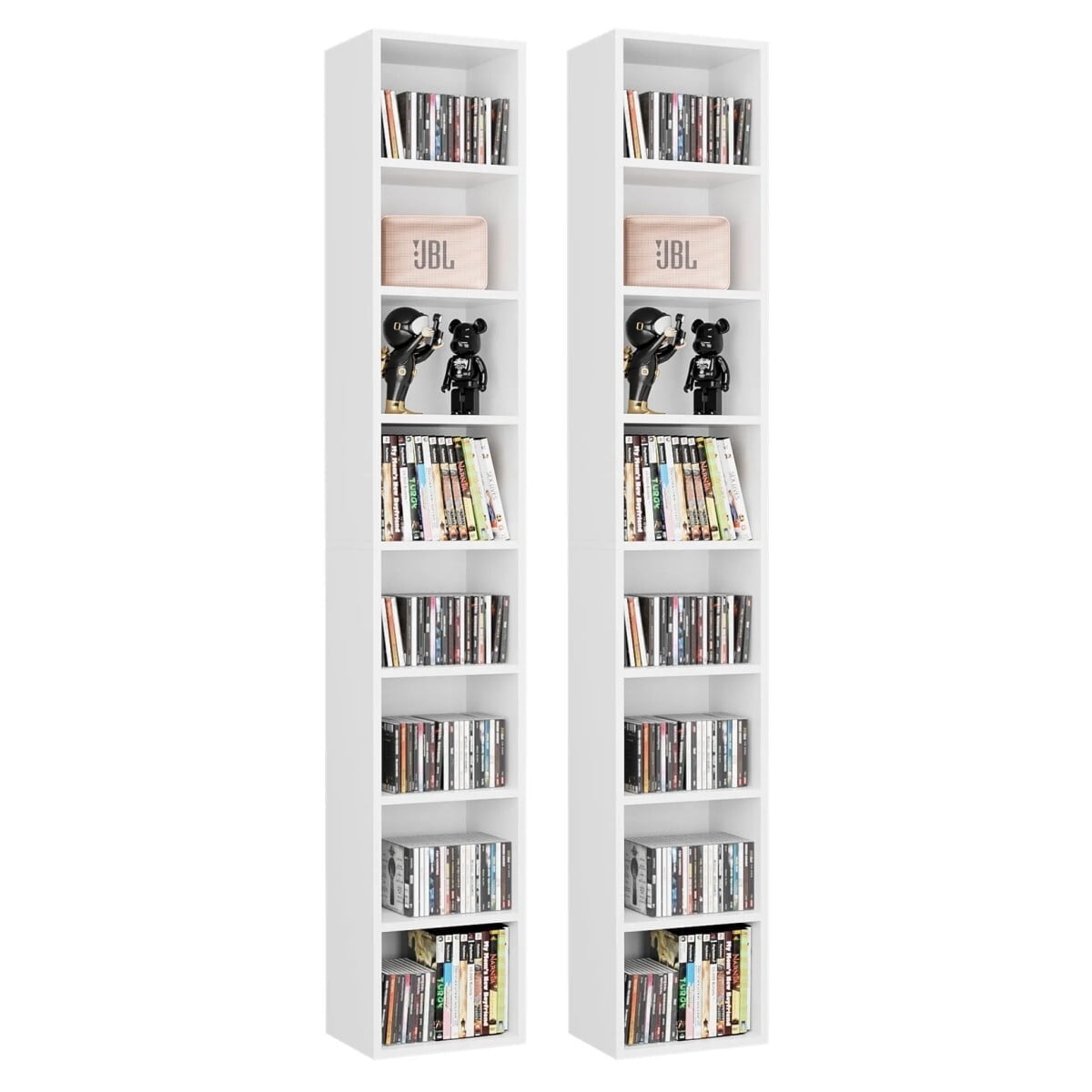Homfa 8-Tier Media Tower, CD DVD Media Storage Unit with 4 Adjustable ...