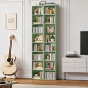 Homfa 8-Tier Wood Bookcase, 71'' Tall Storage Cube Organizer with Adjustable Shelves, 2PCS, Green