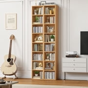 Homfa 8-Tier Wood Bookcase, 71'' Tall Storage Cube Organizer with Adjustable Shelves, 2PCS, Nature