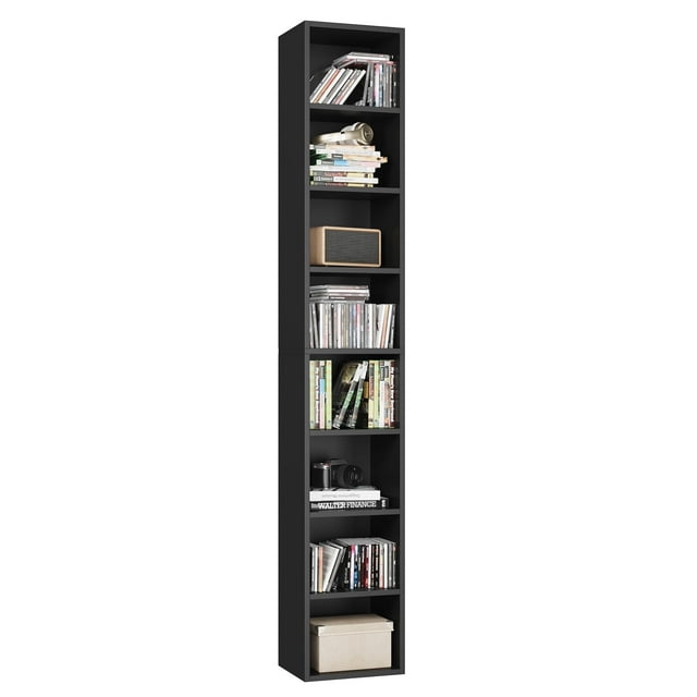 Homfa 8-Tier Wood Bookcase, 71'' Tall Storage Cube Organizer with Adjustable Shelves, Black