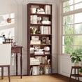 thumbnail image 1 of Homfa 82" Tall Bookcases, Freestanding Display Storage Shelves, 7-Tier Open Bookshelf for Home Office Living Room Bedroom, Cherry Red, 1 of 7