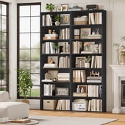 Homfa 82" Tall Bookcases Set of 2, Freestanding Display Storage Shelves, 7-Tier Open Bookshelf for Home Office Living Room Bedroom, Black