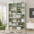 thumbnail image 1 of Homfa 82" Tall Bookcases Set of 2, Freestanding Display Storage Shelves, 7-Tier Open Bookshelf for Home Office Living Room Bedroom, Green, 1 of 8