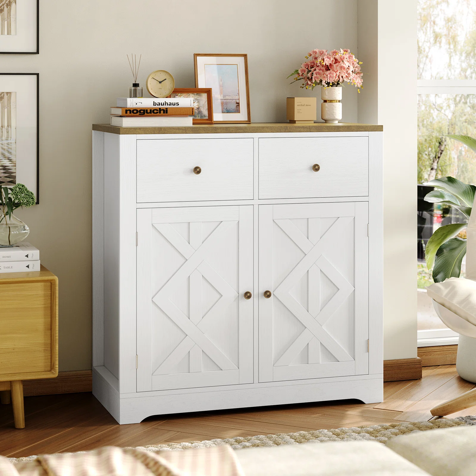 Bush Furniture Fairview Small Storage with Doors in Antique